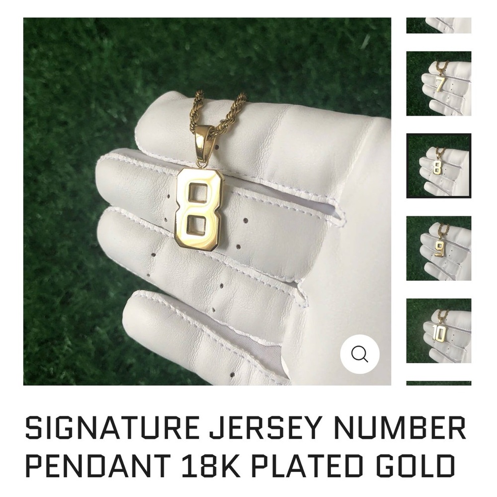 18K Gold Plated Number 8 Pendant